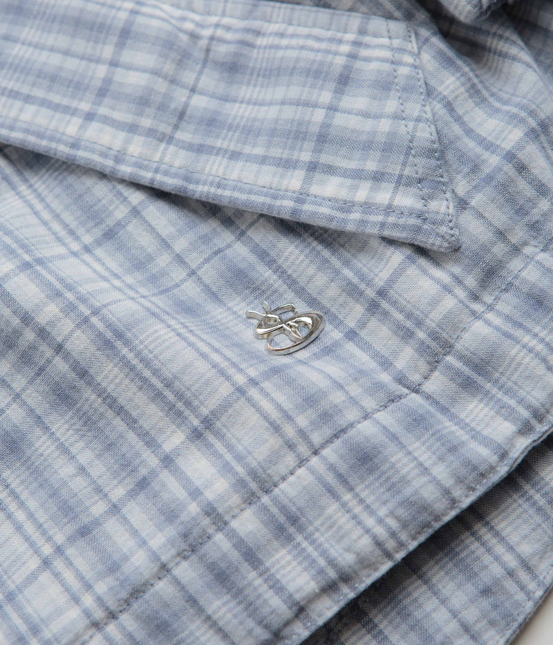 Yardsale Plaid Pullover Jacket in Blue and White