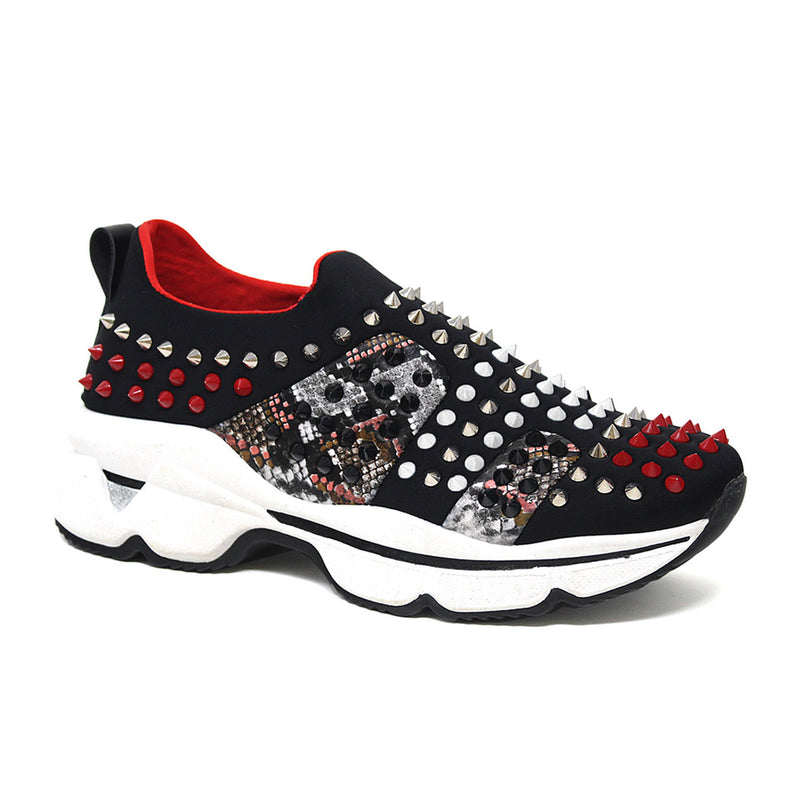 YOKI Aria-9 Studded Spikey Accent Pull On Sneaker