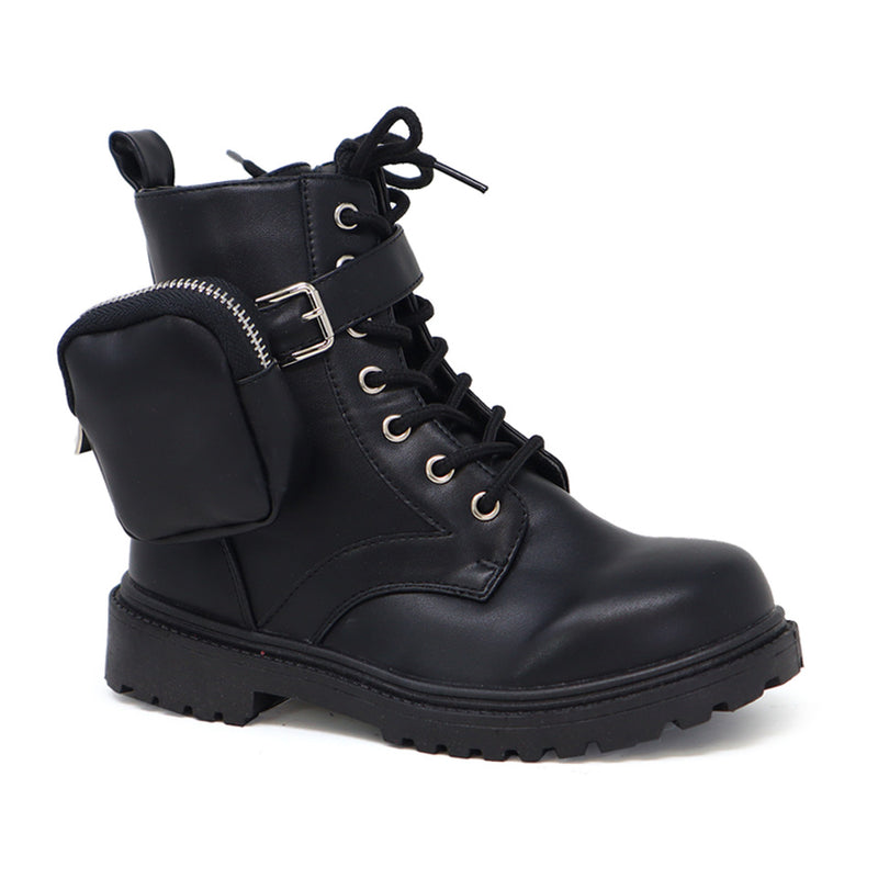 Yoki Leslie-39Y KIDS Combat Side Pouch Boots
