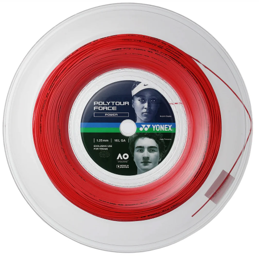 Yonex Polytour Force 16L Tennis String Reel in Bright Red
