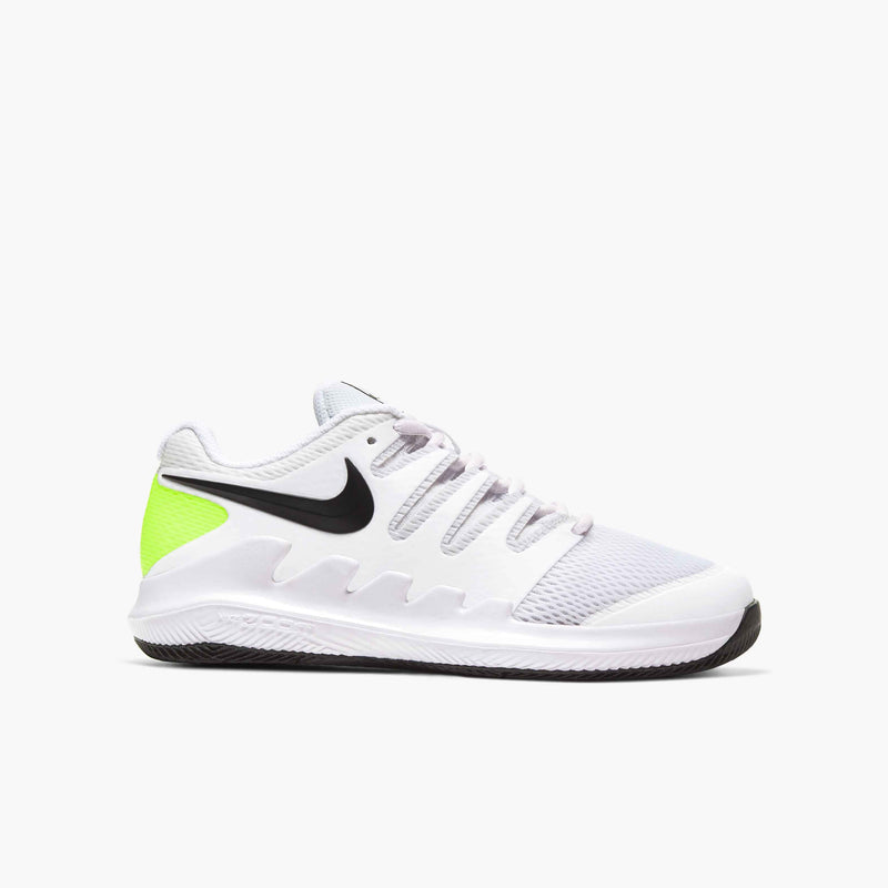 Younger/Older Kids' Court Jr. Vapor X Tennis Shoe In White/Black-Volt